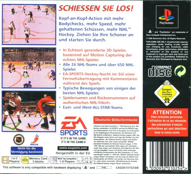 Contraportada de NHL 97 · DE