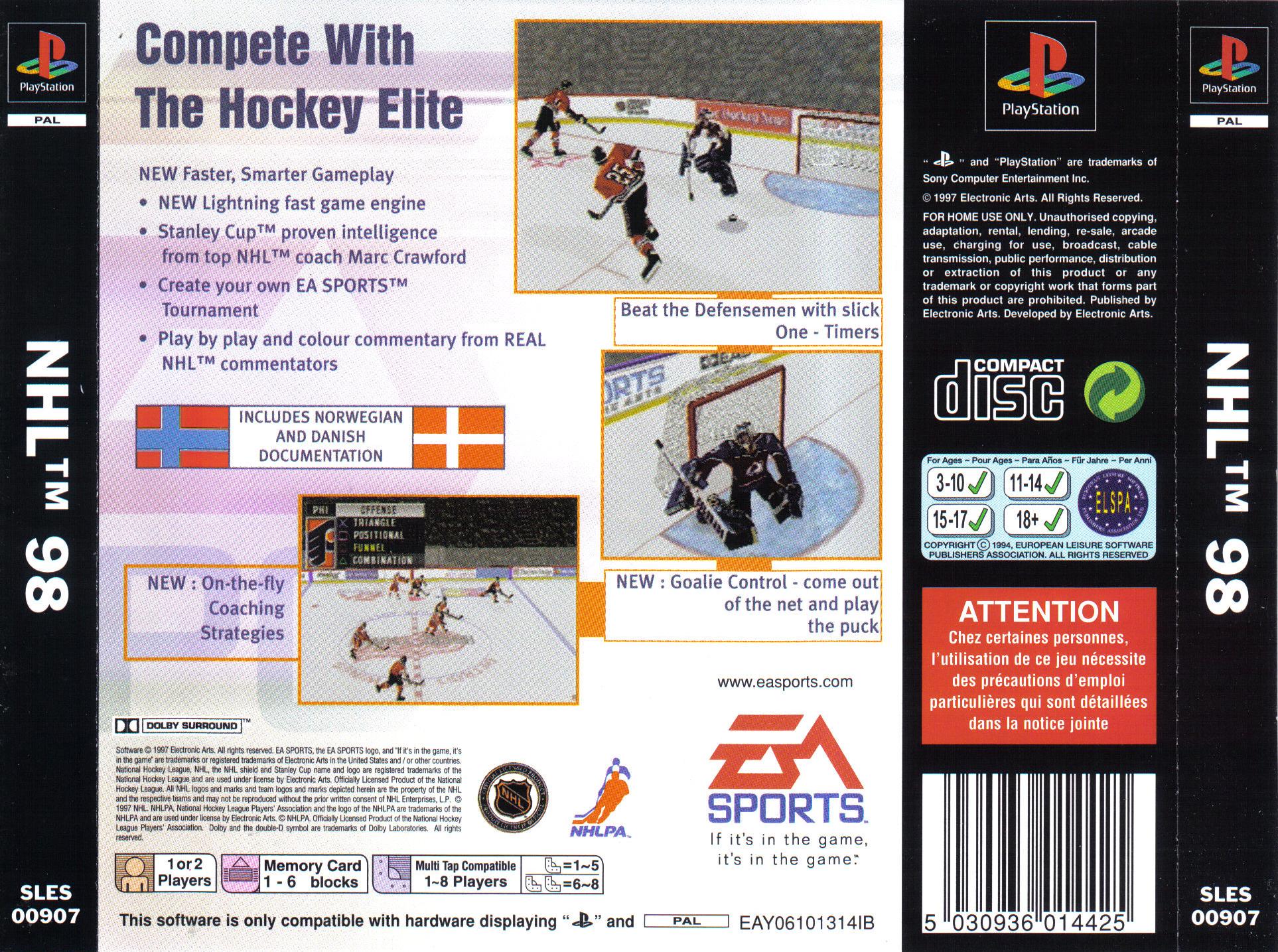 Contraportada de NHL 98 · EU
