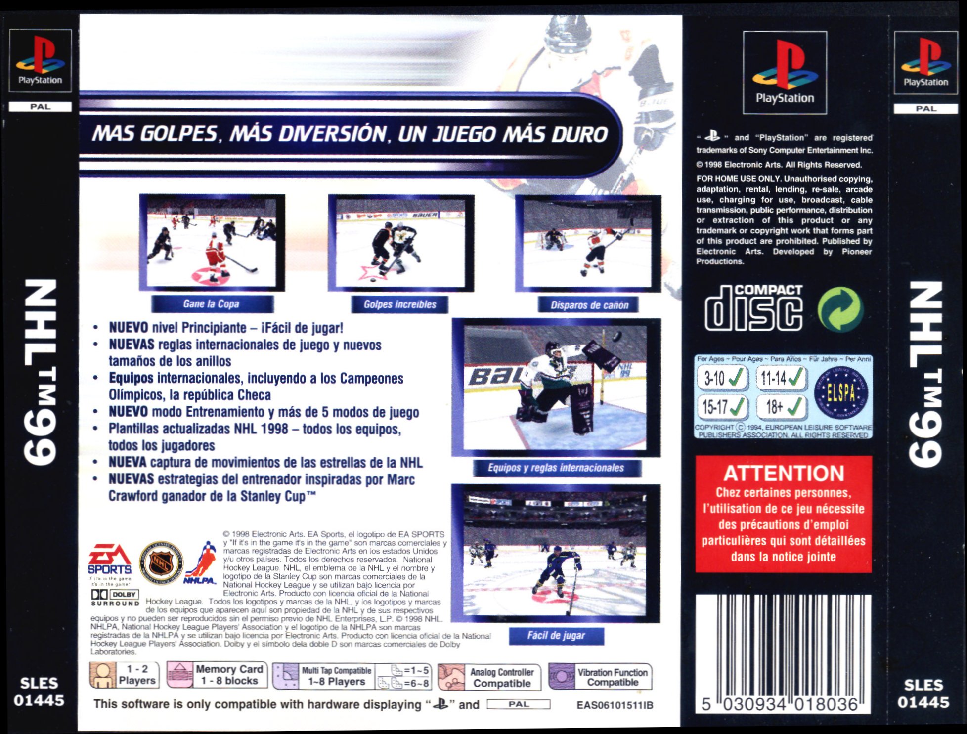 Contraportada de NHL 99 · ES