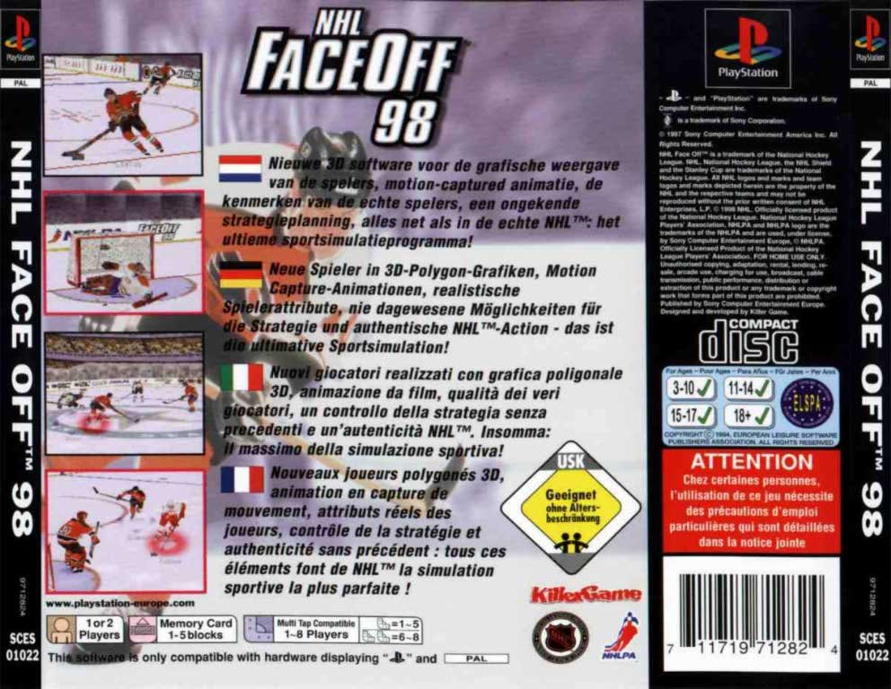 Contraportada de NHL FaceOff 98 · EU