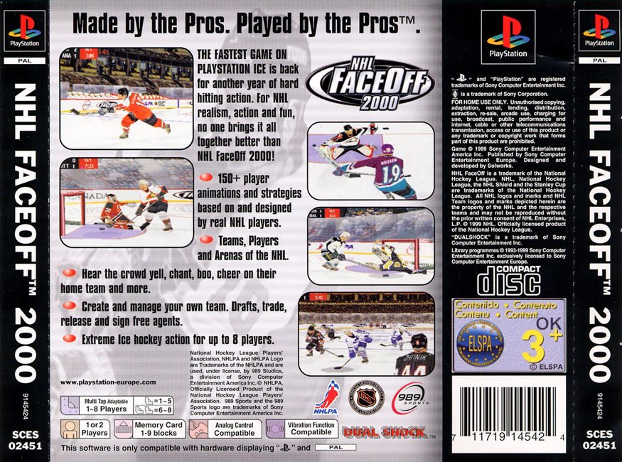 Contraportada de NHL FaceOff 2000 · EU
