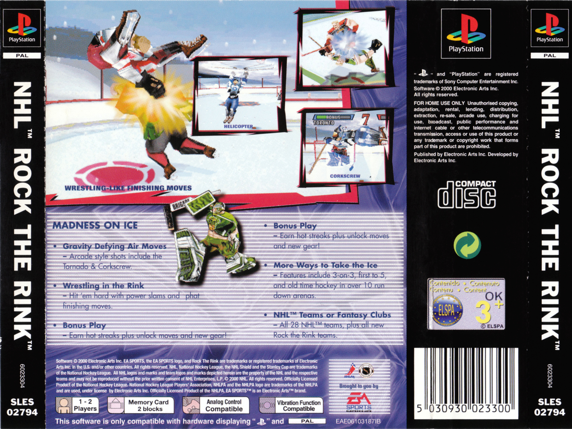 Contraportada de NHL Rock the Rink · EU