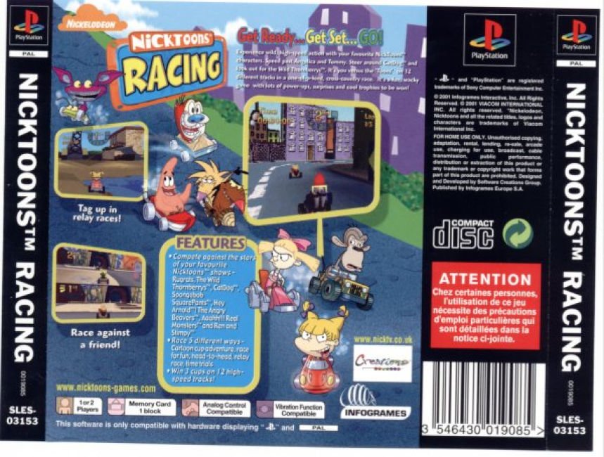 Contraportada de Nicktoons Racing · EU