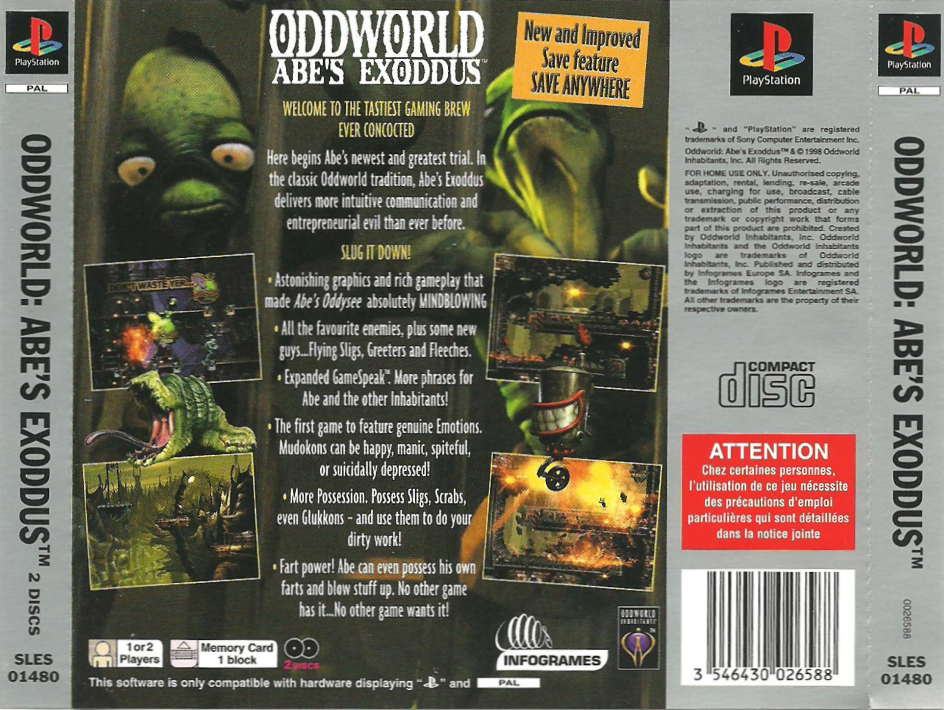 Contraportada · Platinum de Oddworld Abe's Exoddus · ES