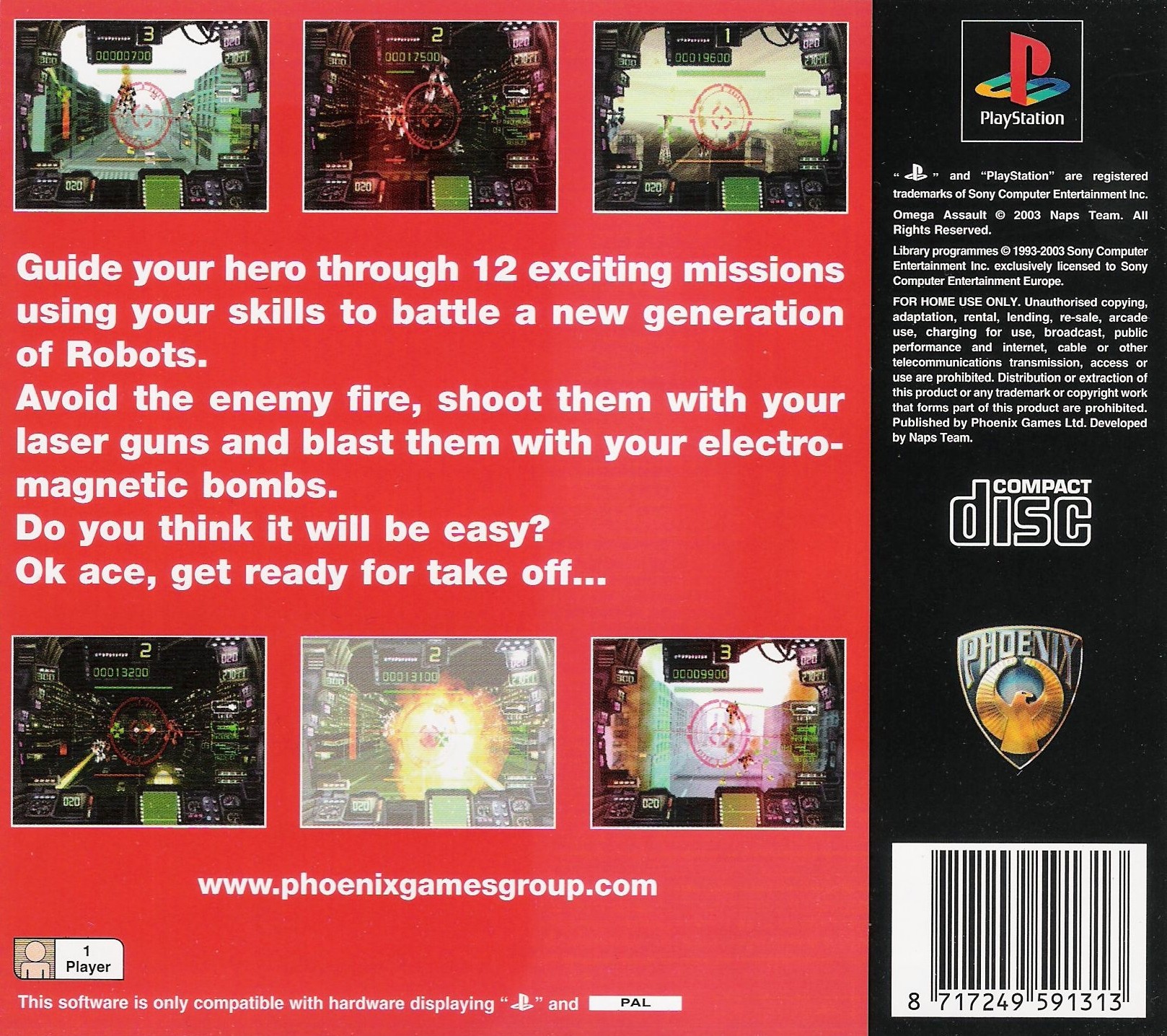 Contraportada de Omega Assault · EU