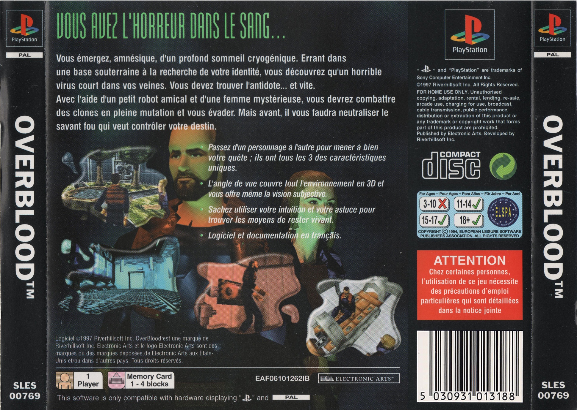 Contraportada de Overblood · FR