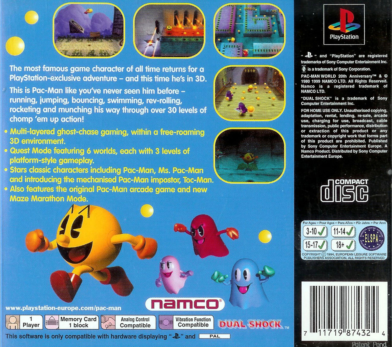 Contraportada de Pac-Man World · EU