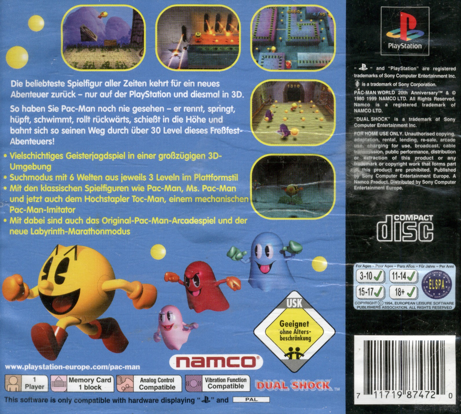 Contraportada de Pac-Man World · DE