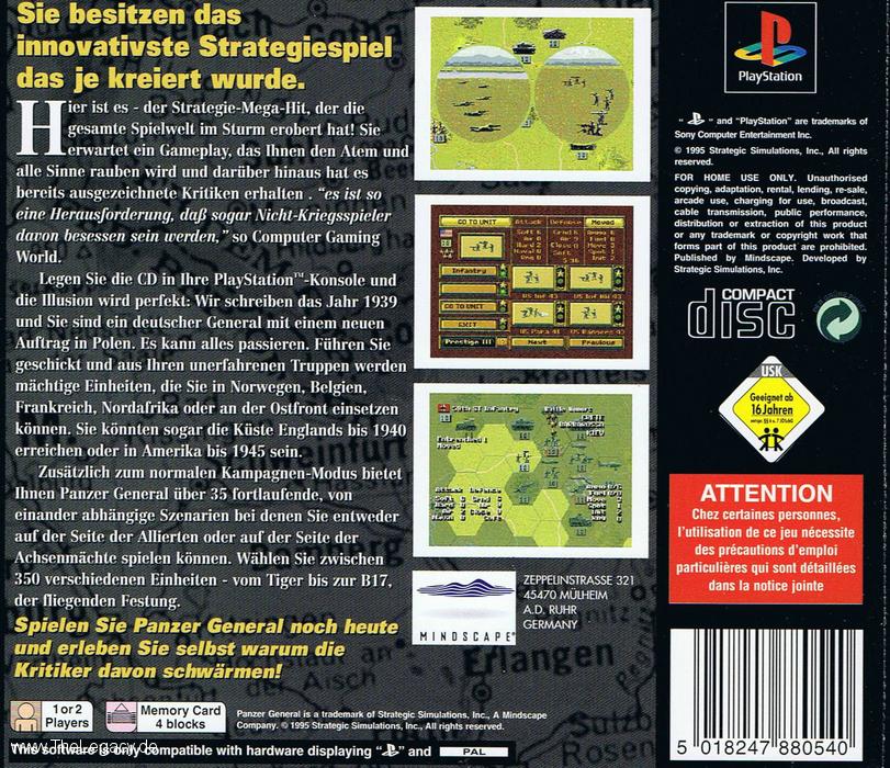 Contraportada de Panzer General · DE
