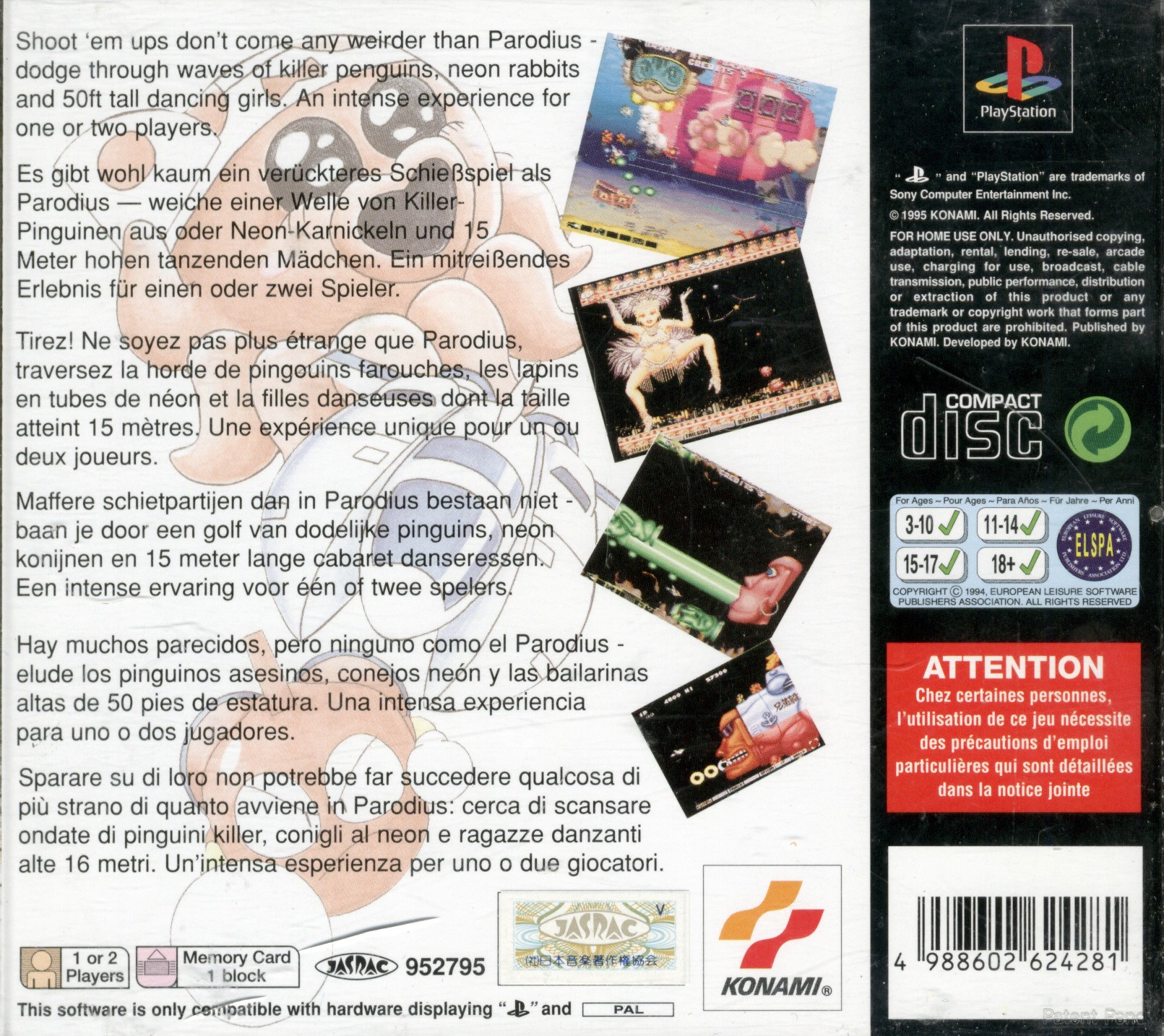Contraportada de Parodius · EU