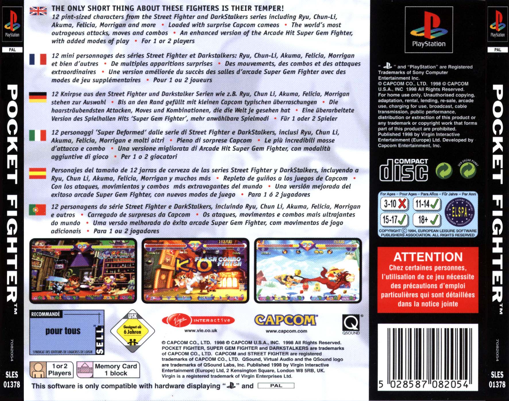 Contraportada de Pocket Fighter · EU