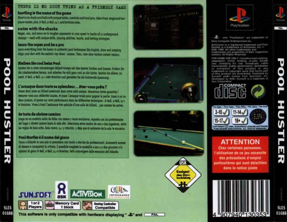 Contraportada de Pool Hustler · EU
