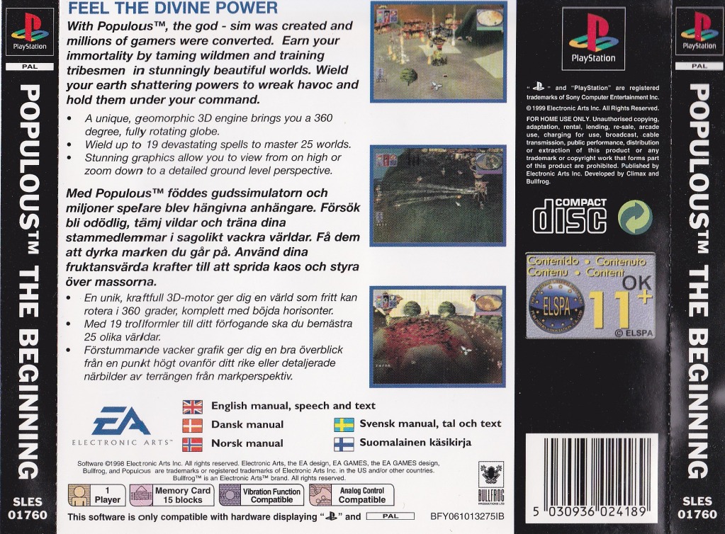 Contraportada de Populous The Beginning · EU