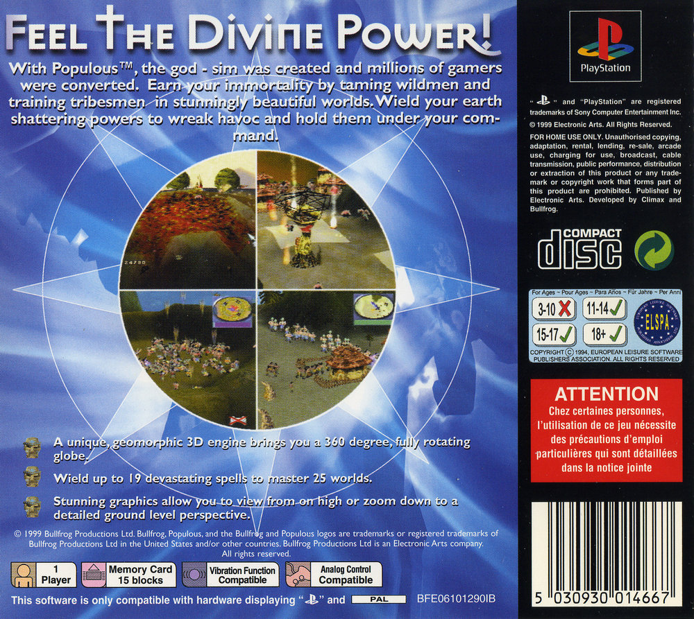 Contraportada de Populous The Beginning · EU