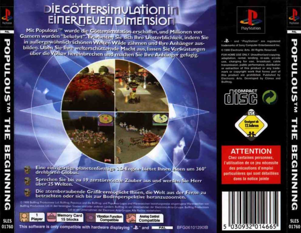 Contraportada de Populous The Beginning · DE