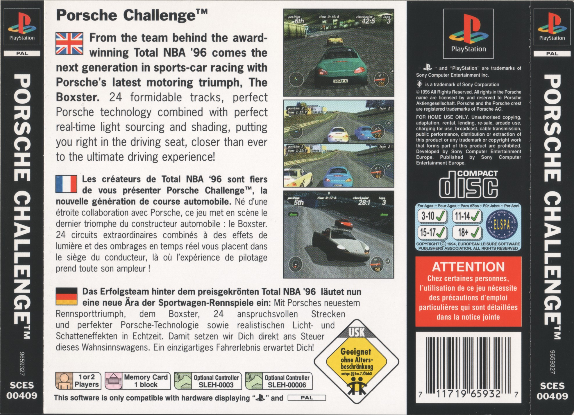 Contraportada de Porsche Challenge · EU