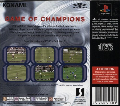 Contraportada de Pro Evolution Soccer · EU