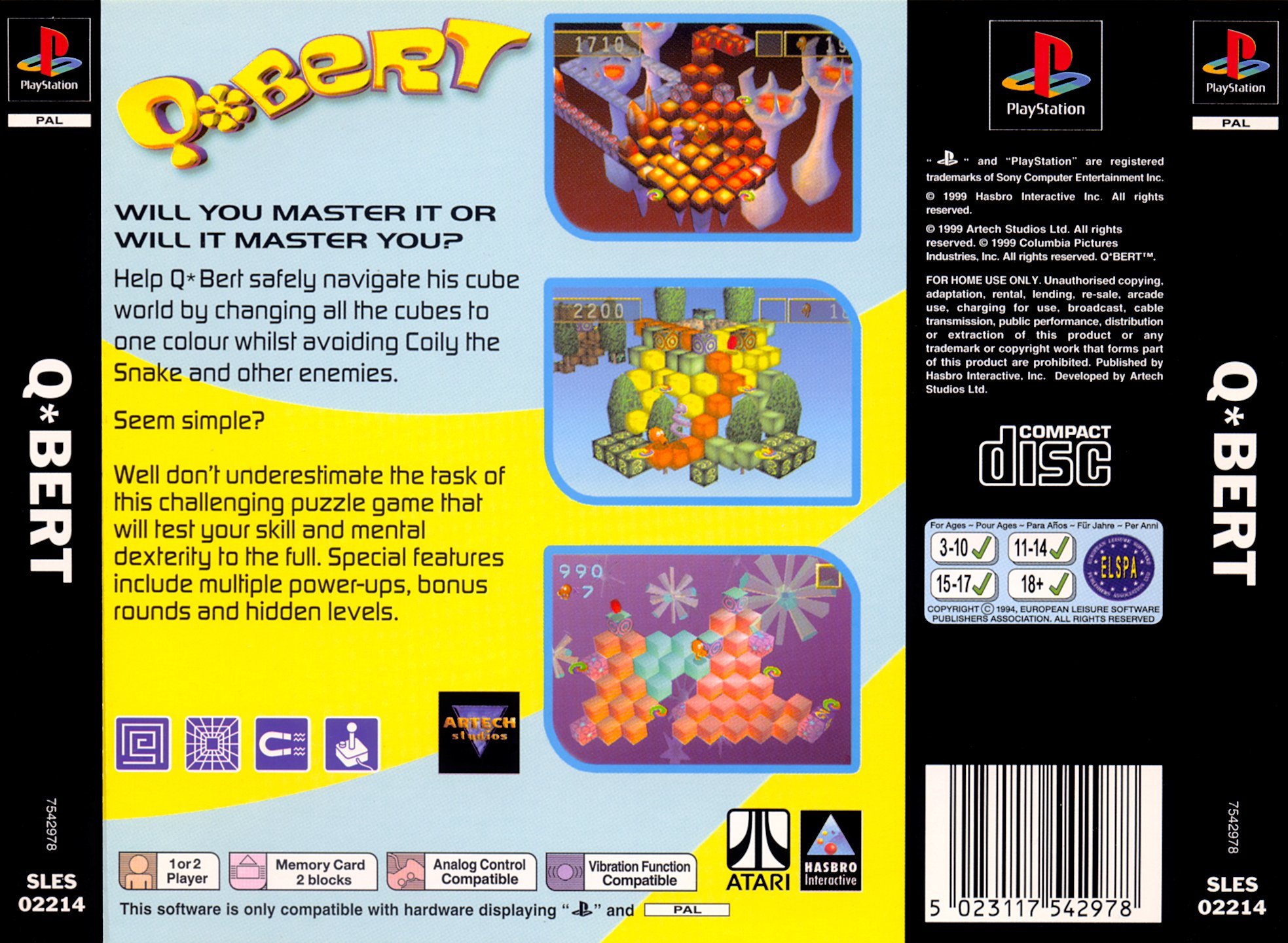 Contraportada de Q*bert · EU