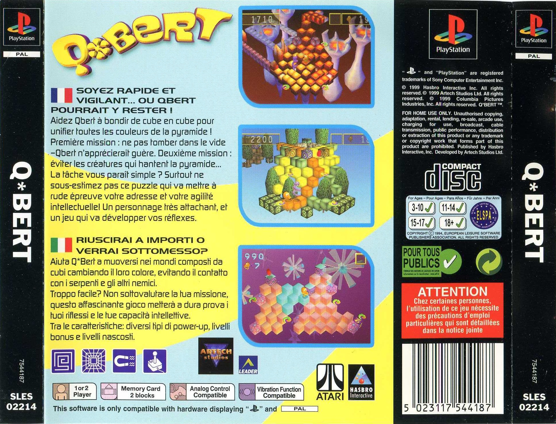 Contraportada de Q*bert · EU