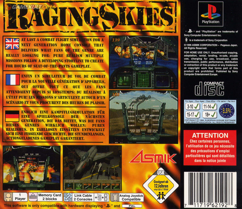 Contraportada de Raging Skies · EU