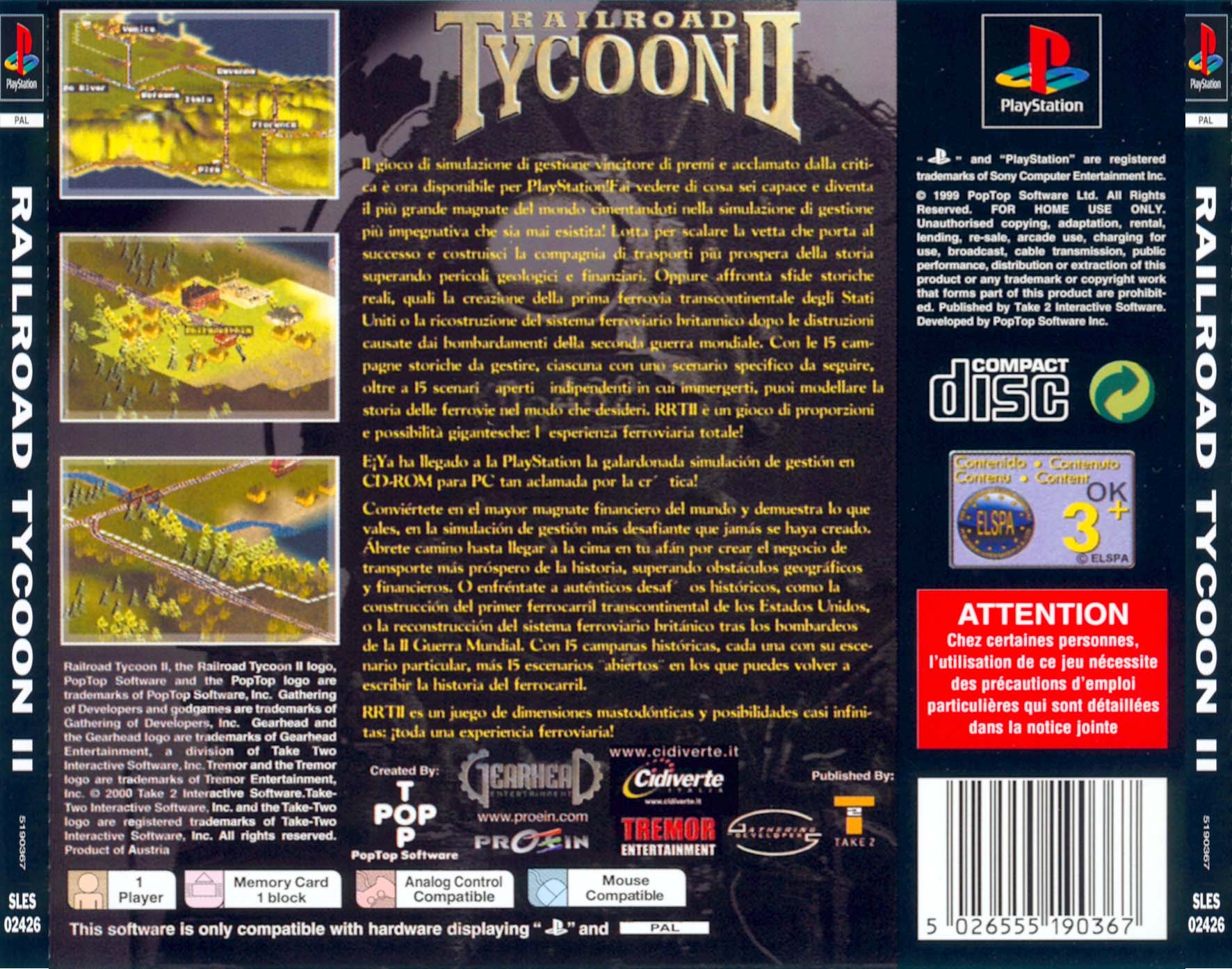 Contraportada de Railroad Tycoon II · EU