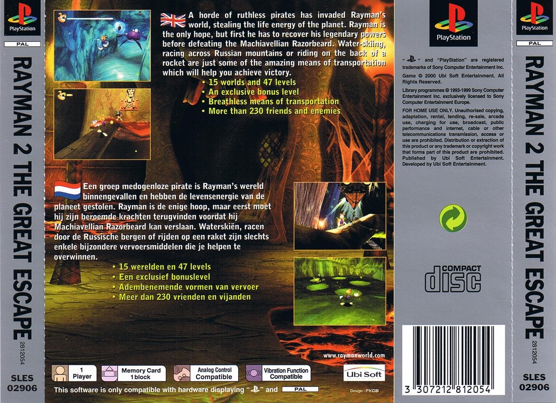 Contraportada · Platinum de Rayman 2 - The Great Escape · EU