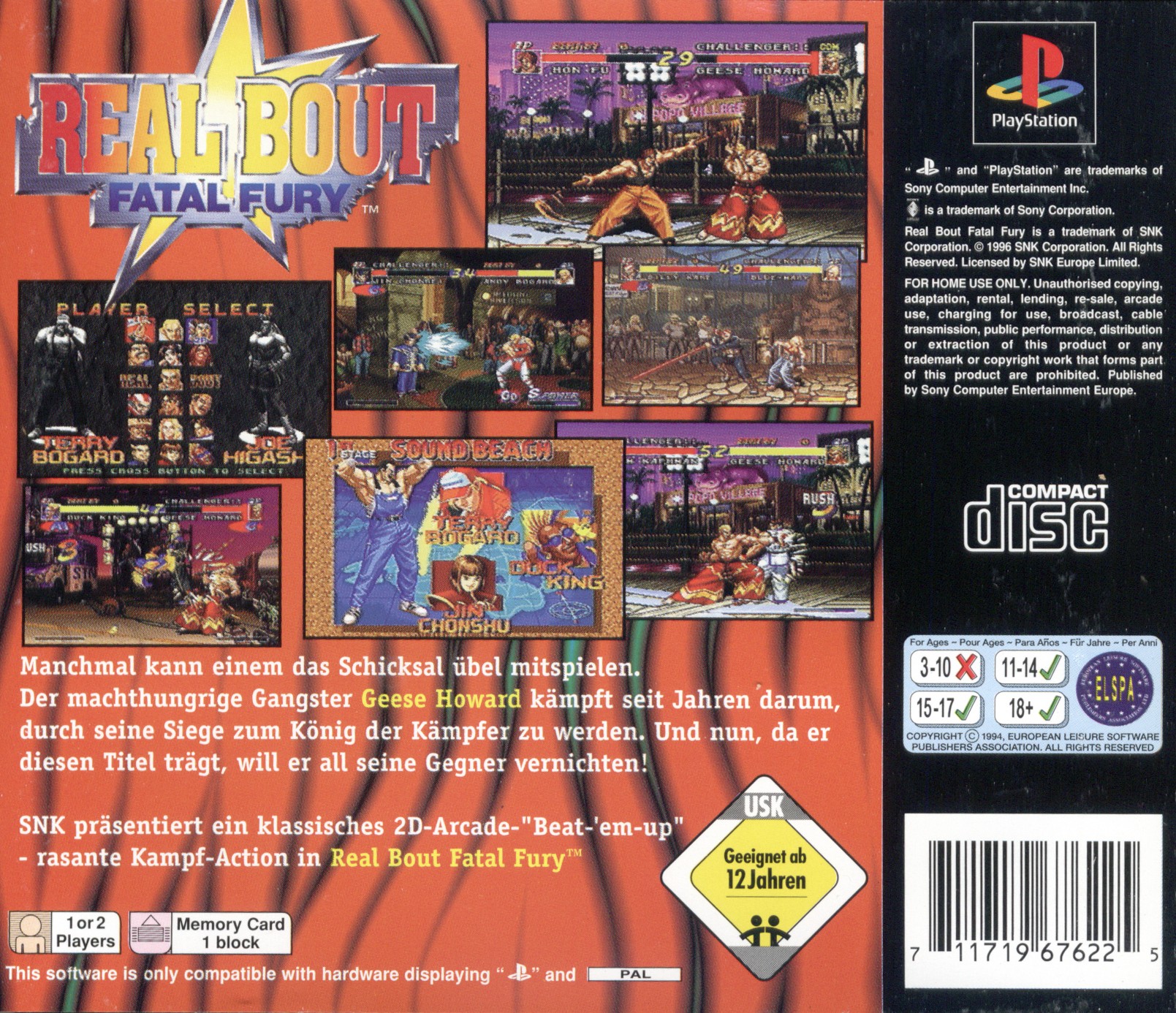 Contraportada de Real Bout Fatal Fury · DE