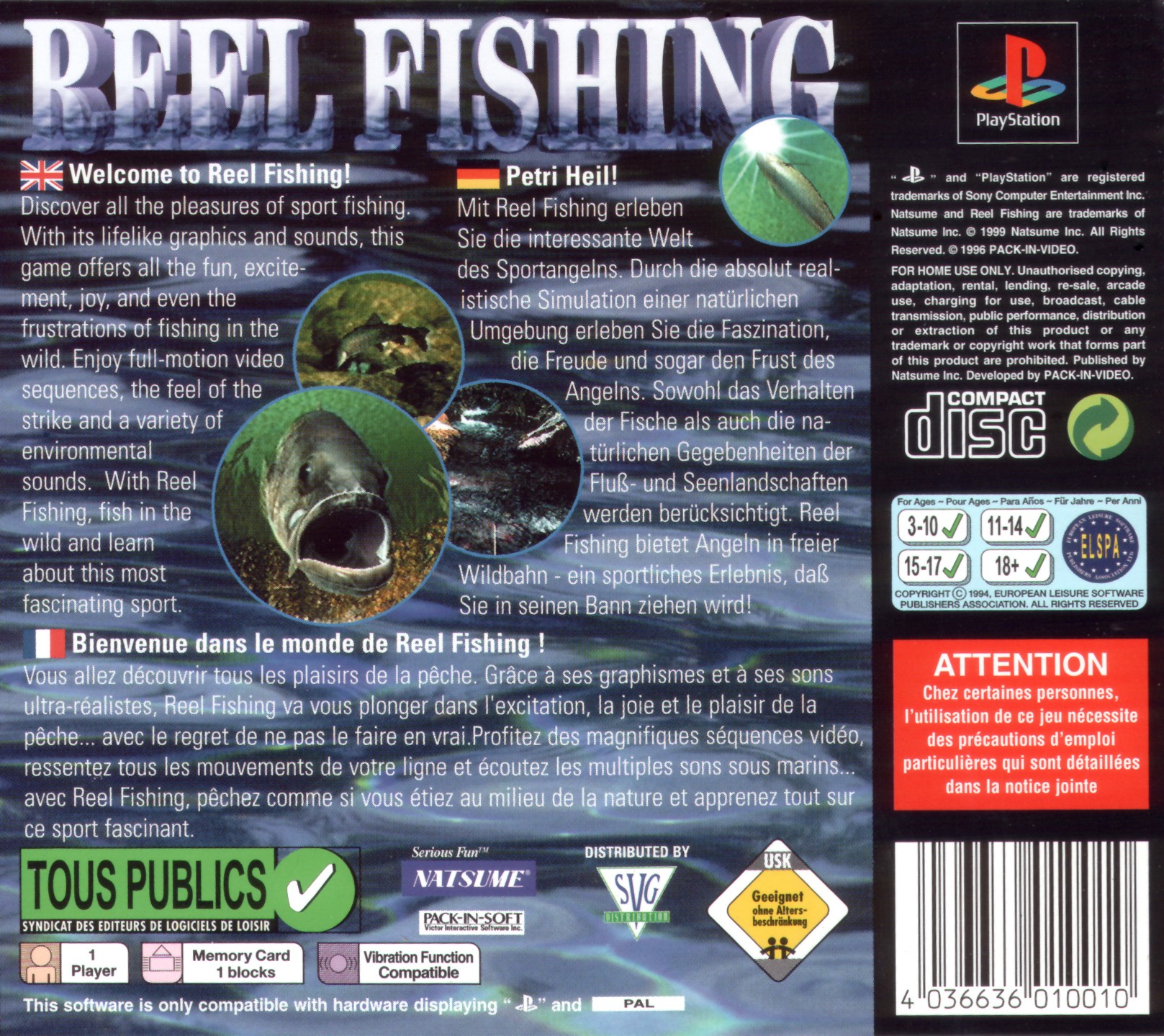 Contraportada de Reel Fishing · EU