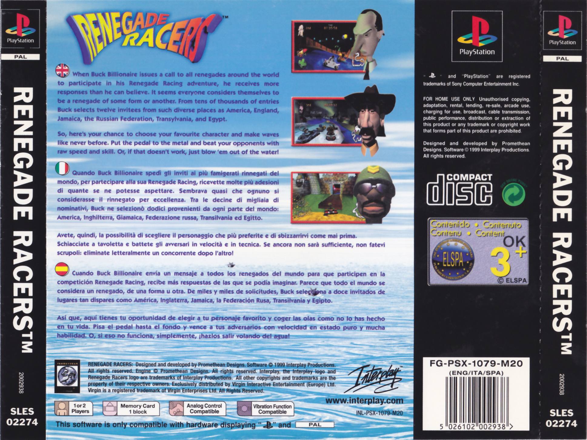 Contraportada de Renegade Racers · EU