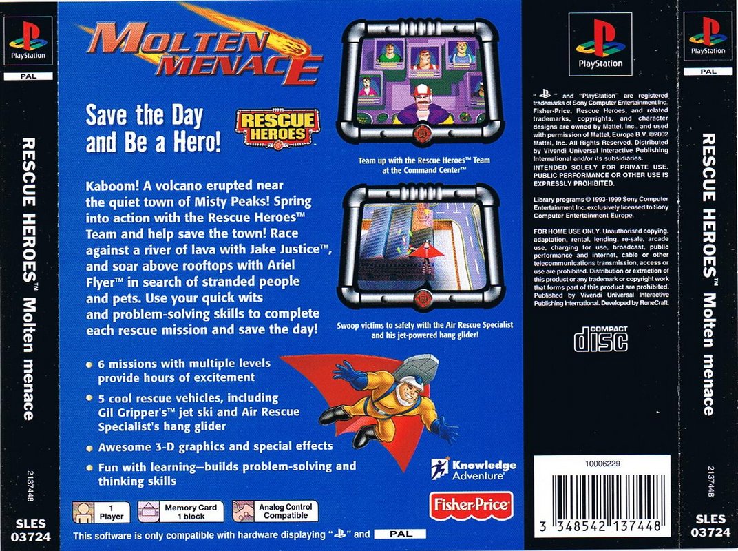 Contraportada de Rescue Heroes Molten Menace · EU