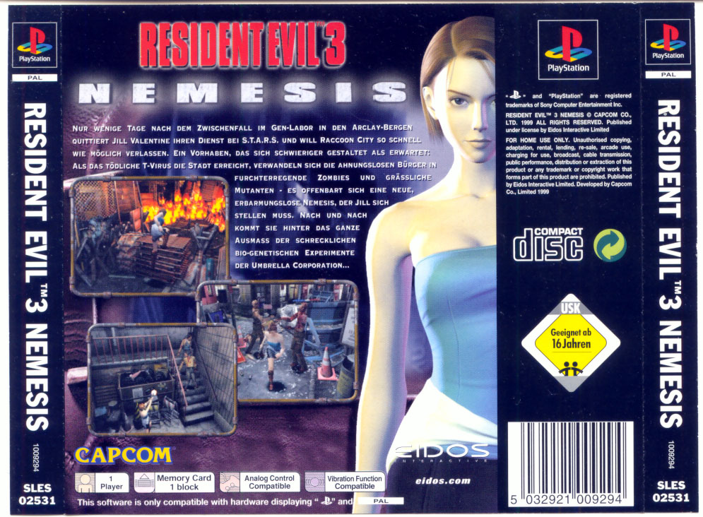 Contraportada de Resident Evil 3 - Nemesis · DE