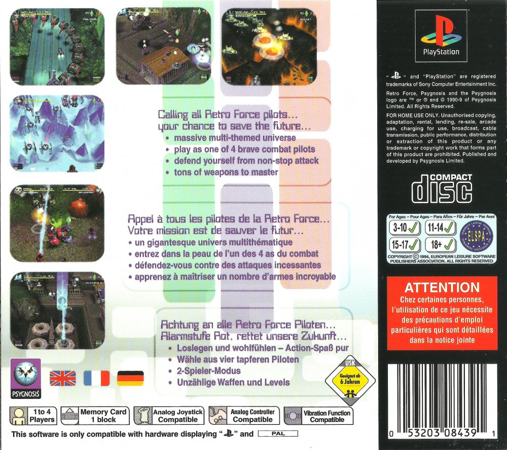 Contraportada de Retro Force · EU