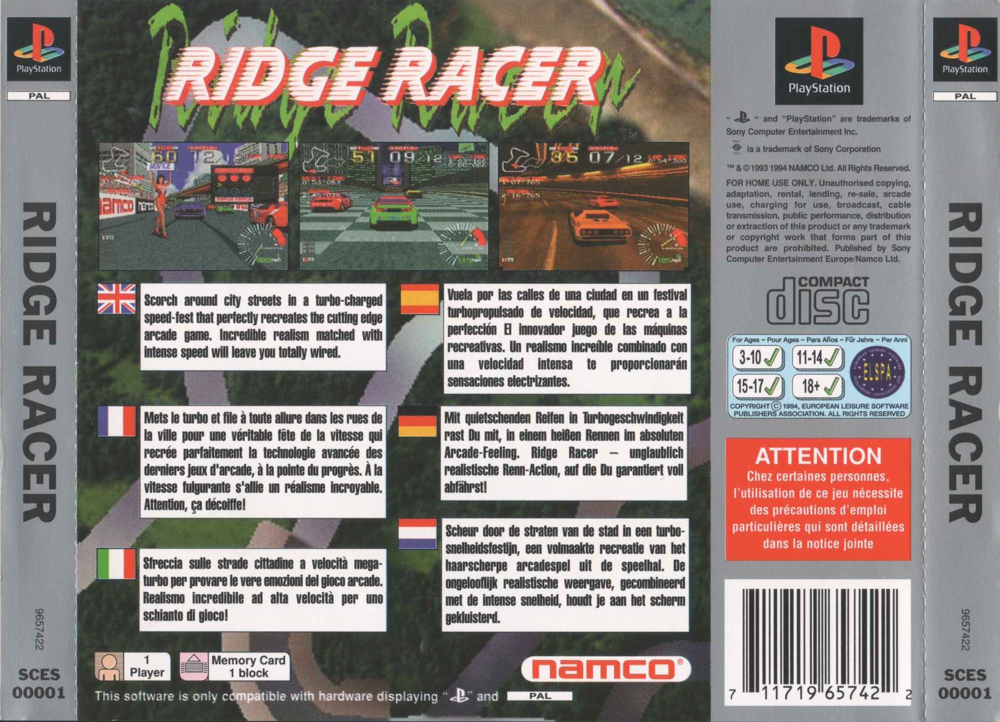 Contraportada · Platinum de Ridge Racer · EU
