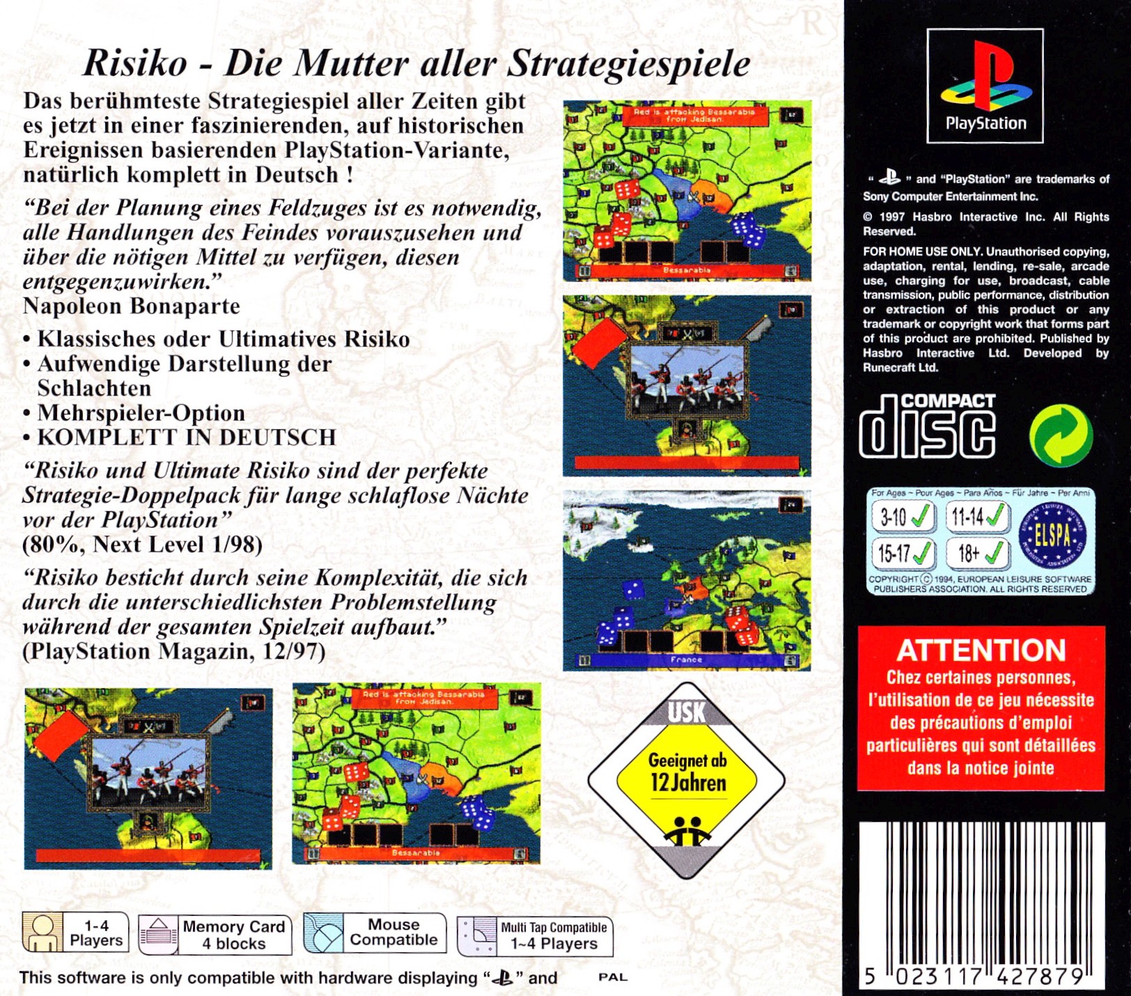 Contraportada de Risk · DE
