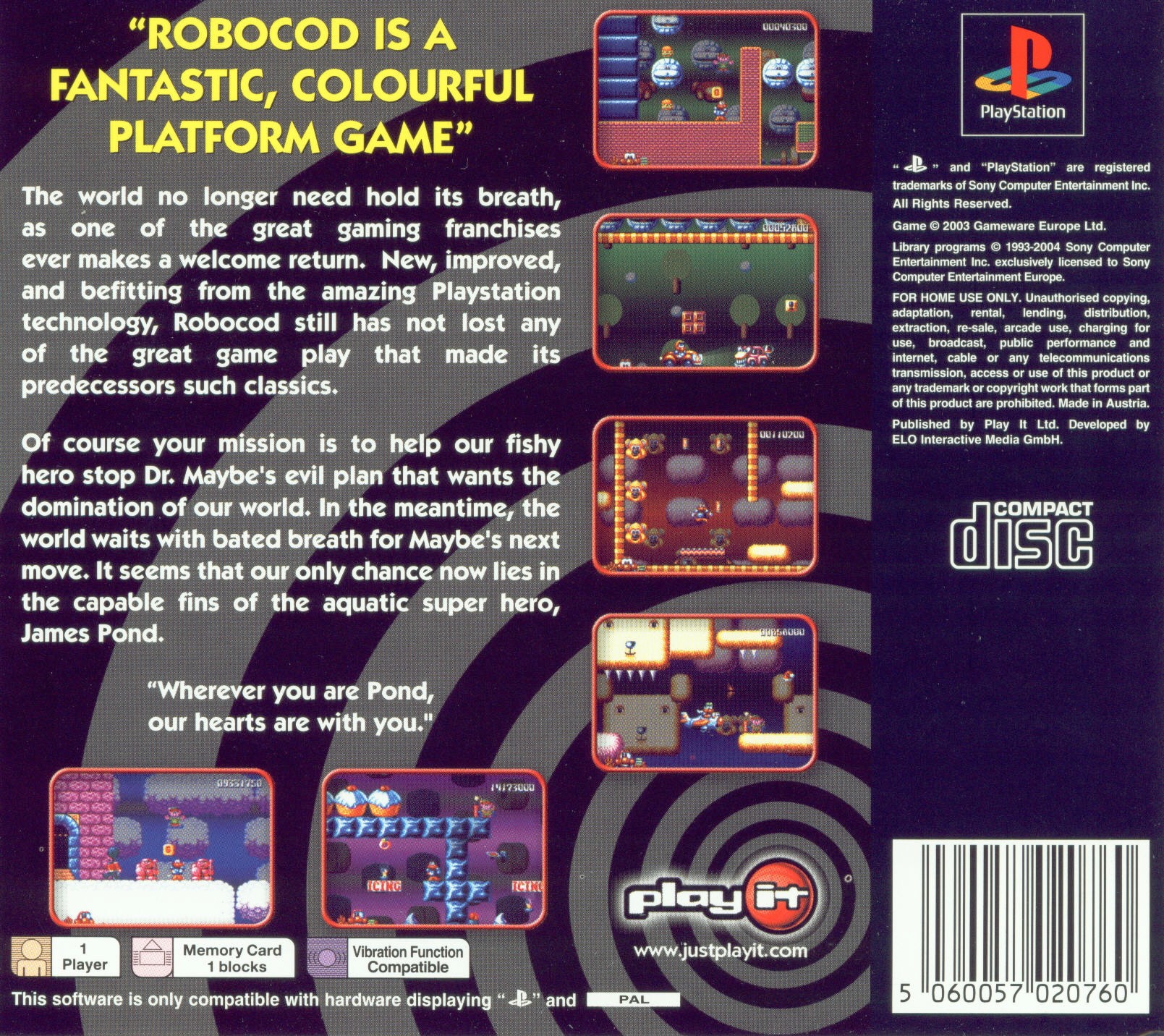 Contraportada de Robocod James Pond II · EU