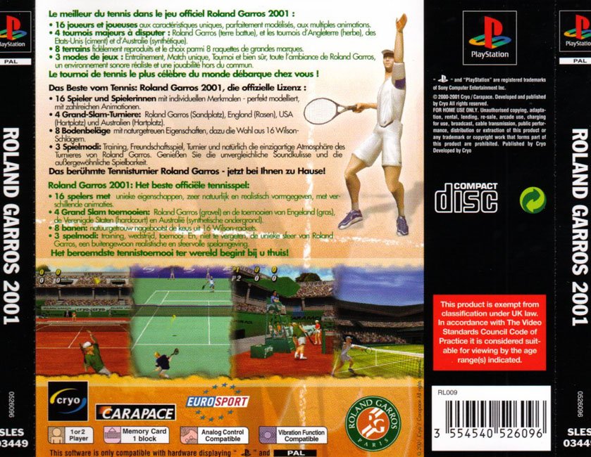 Contraportada de Roland Garros French Open 2001 · EU