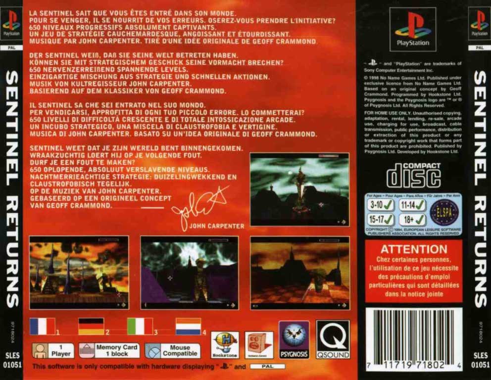 Contraportada de Sentinel Returns · EU