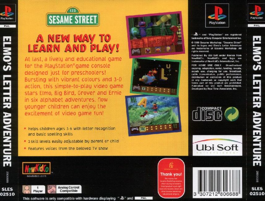 Contraportada de Sesame Street Elmo's Letter Adventure · EU