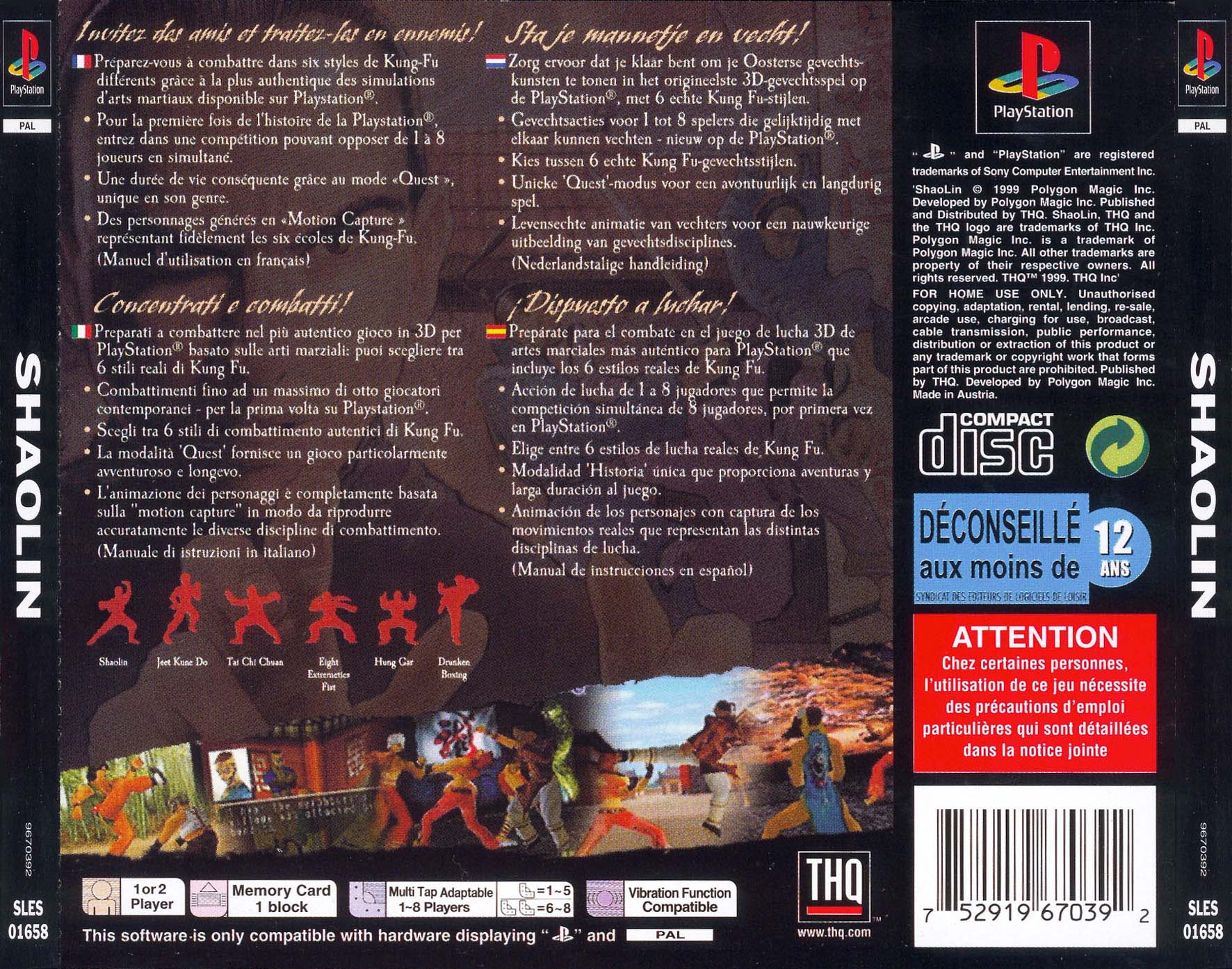 Contraportada de Shaolin · EU