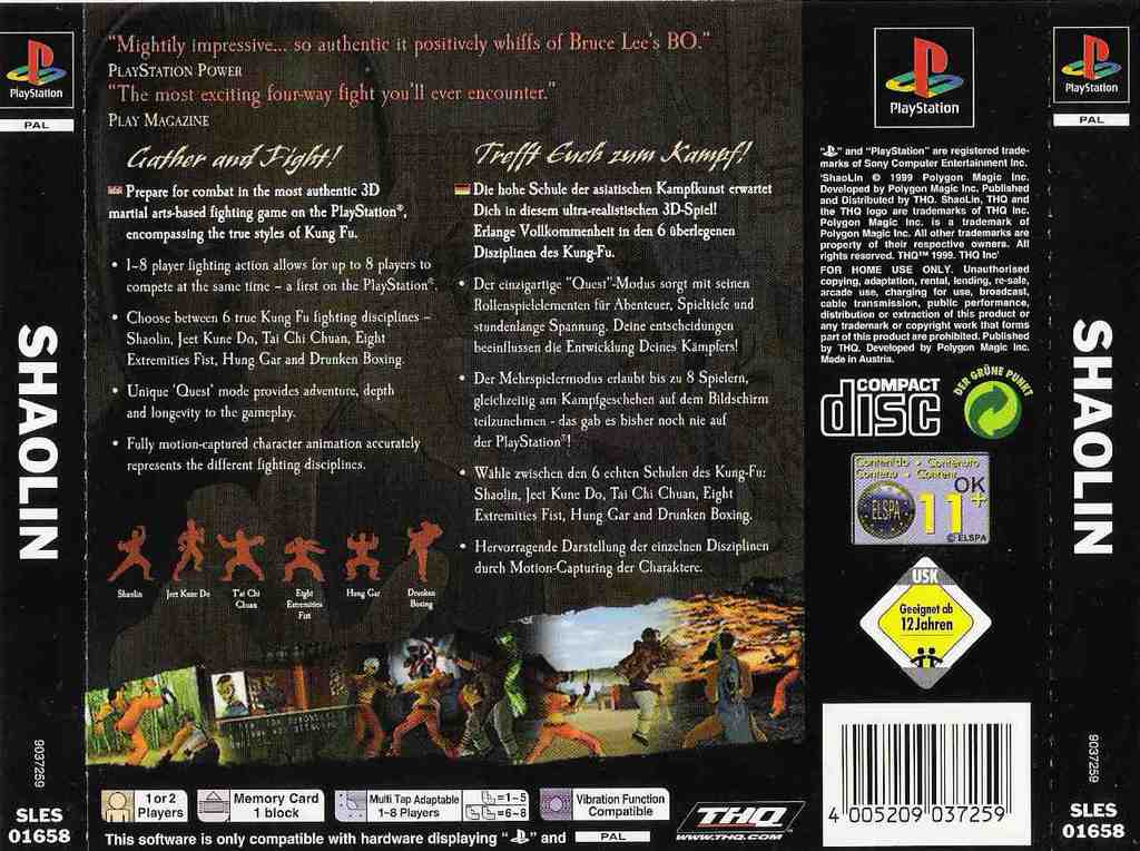 Contraportada de Shaolin · EU