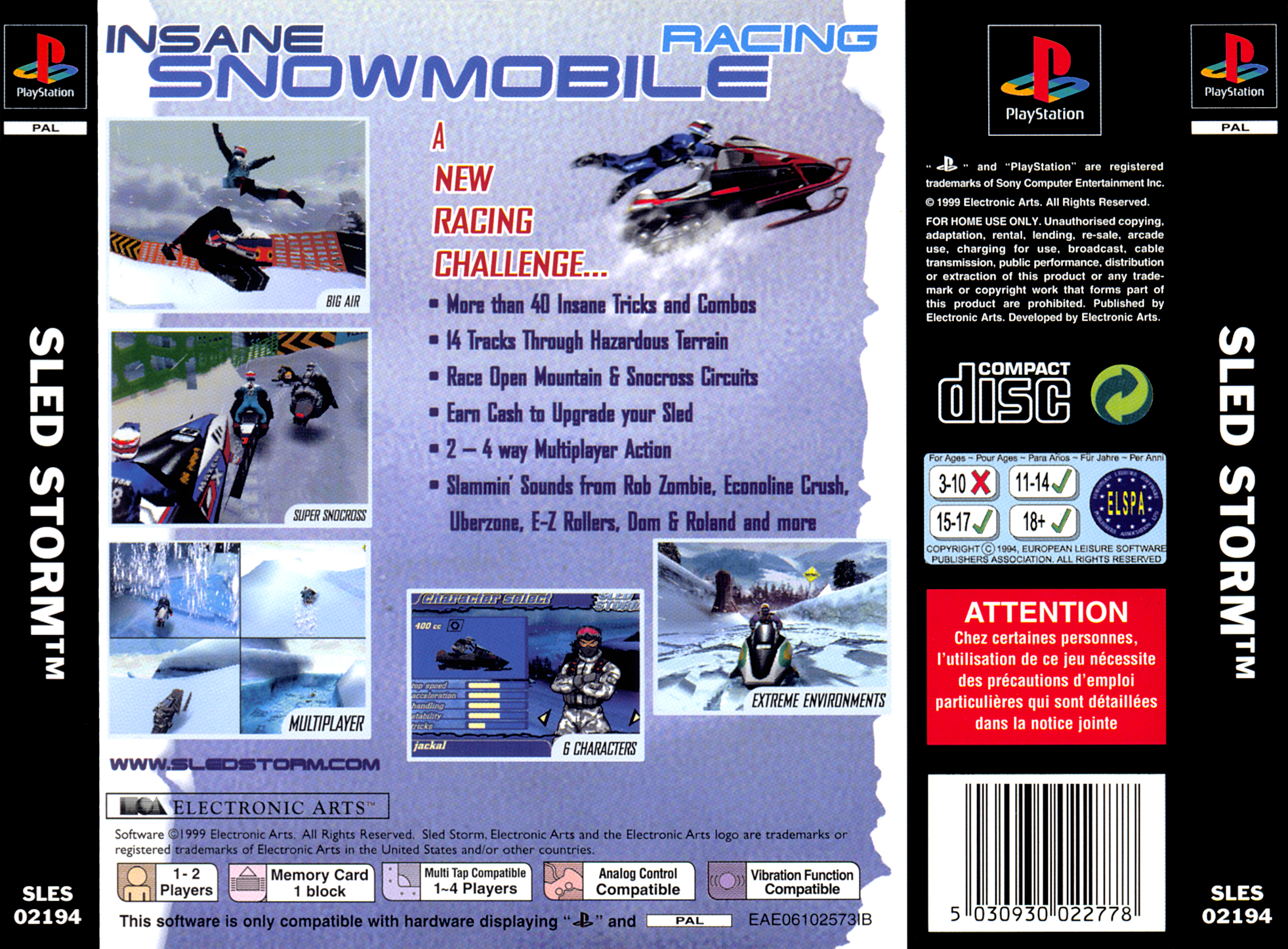 Contraportada de Sled Storm · EU