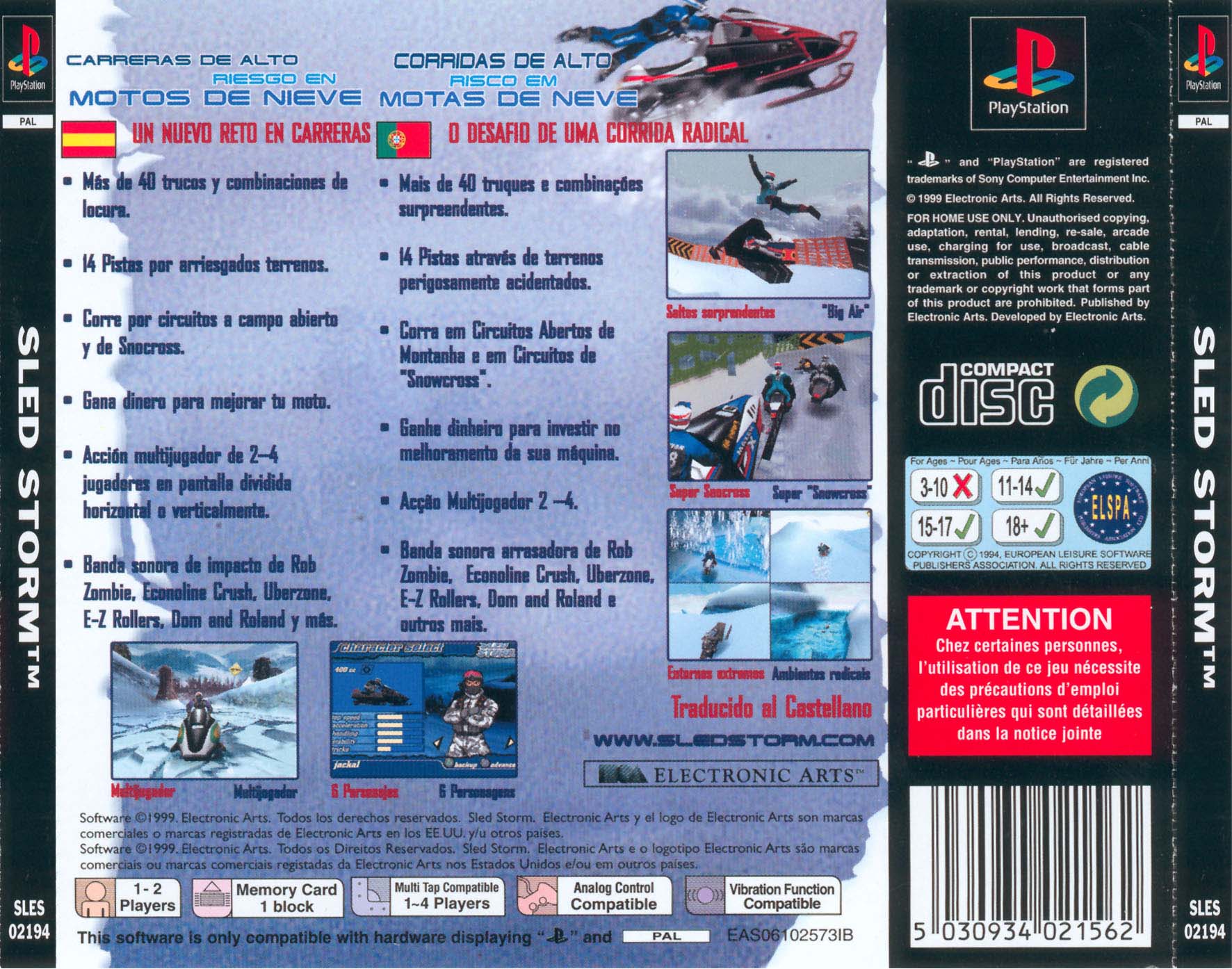 Contraportada de Sled Storm · EU