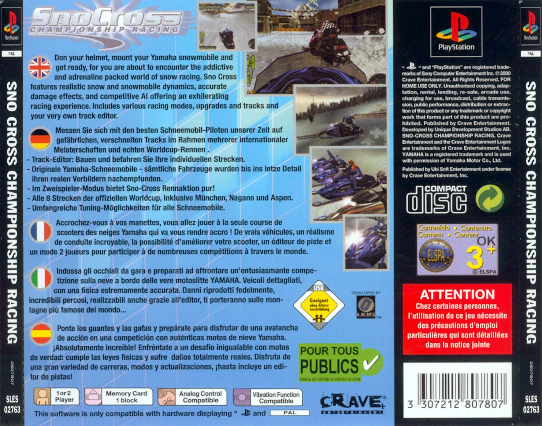 Contraportada de SnoCross Championship Racing · EU