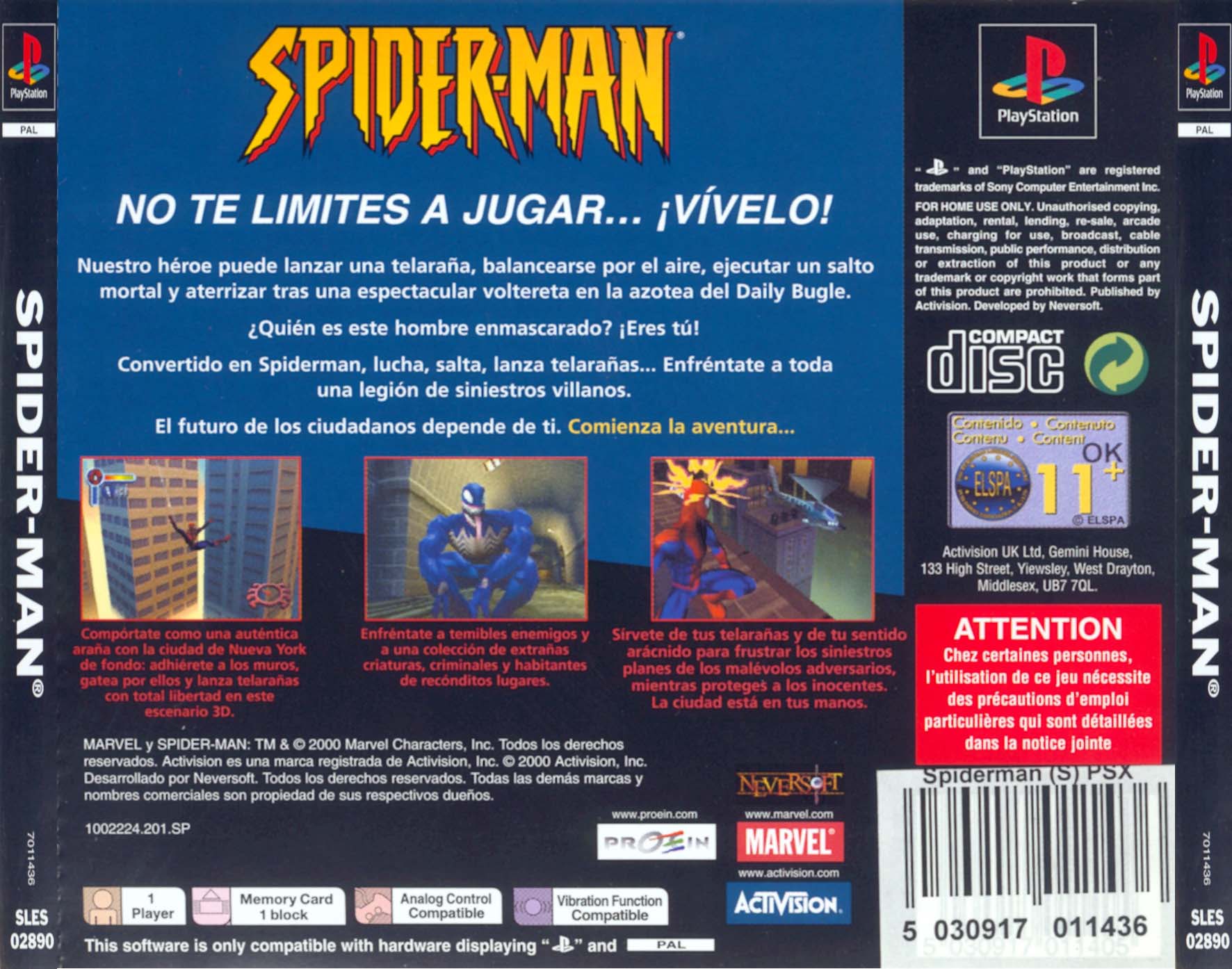 Contraportada de Spider-Man · ES