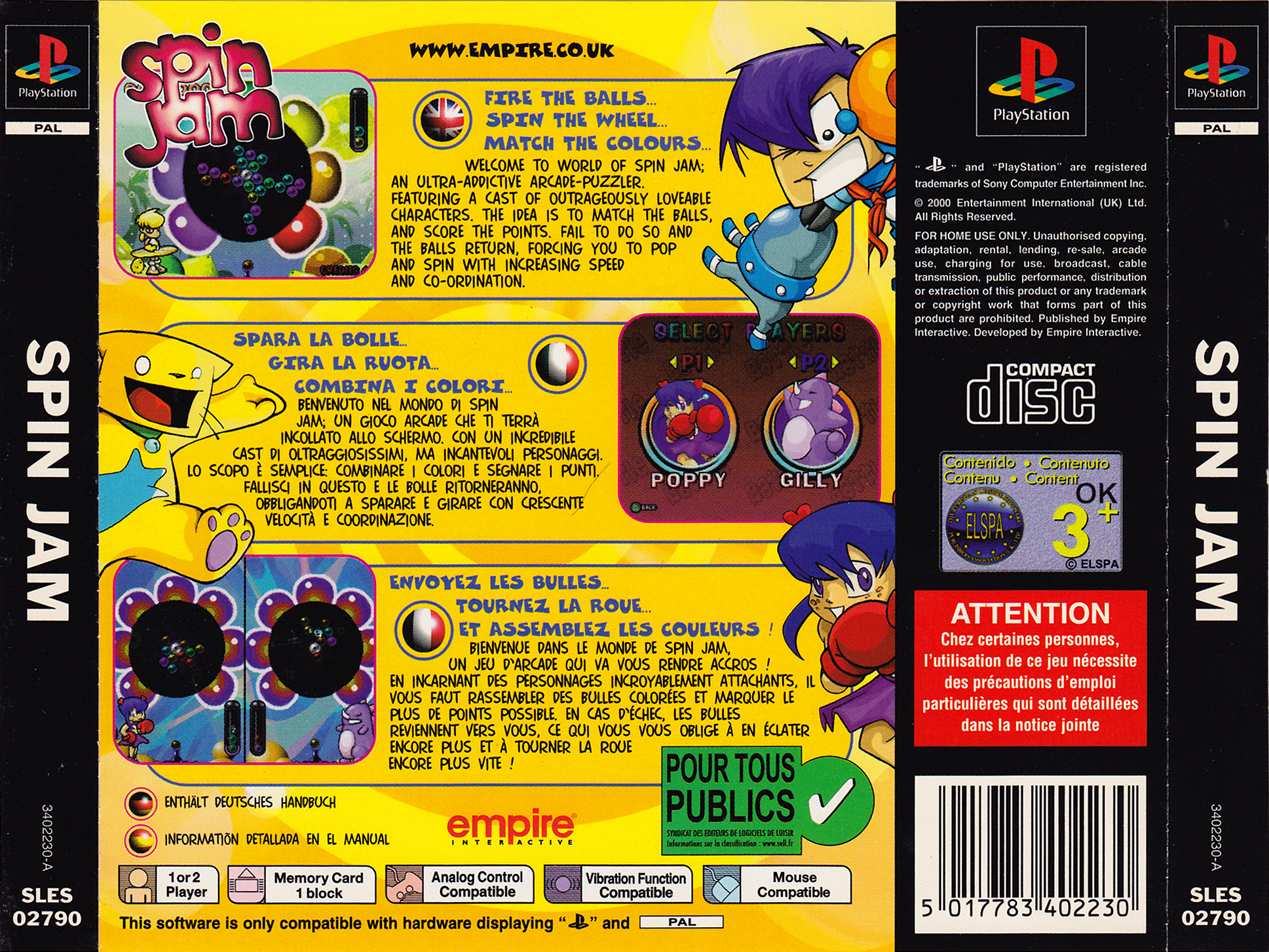 Contraportada de Spin Jam · EU