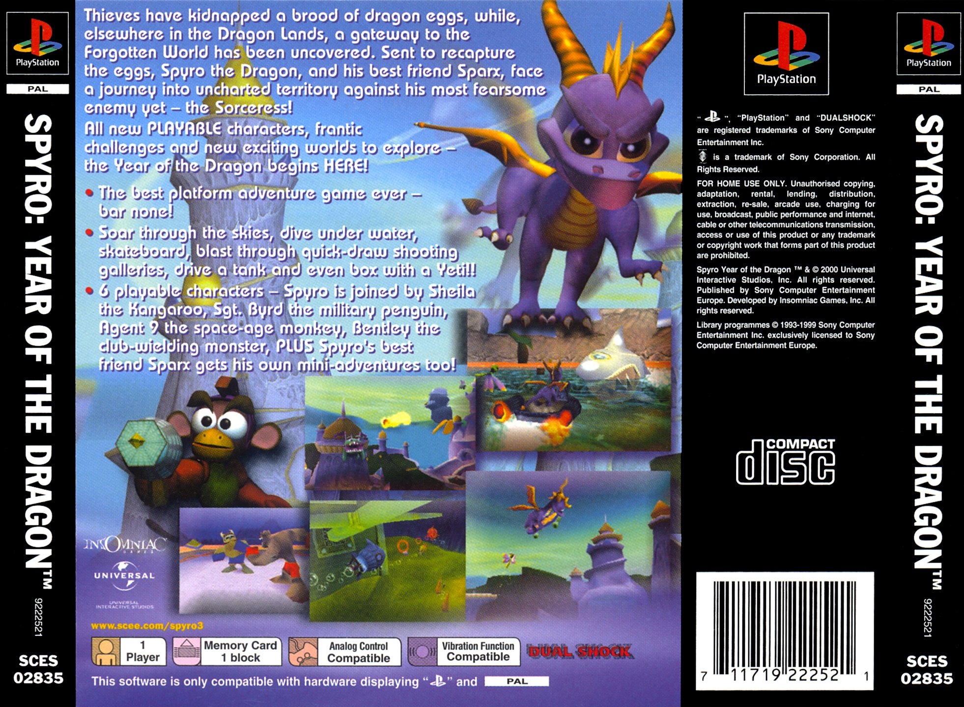 Contraportada de Spyro Year of the Dragon · EU