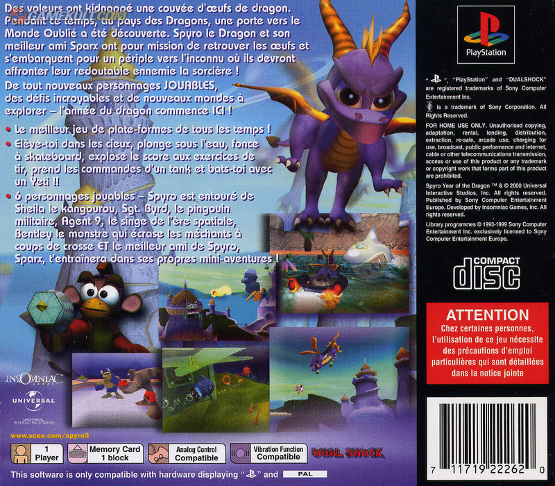 Contraportada de Spyro Year of the Dragon · FR