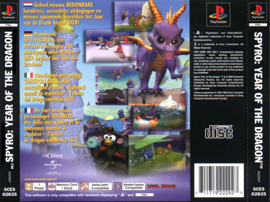 Contraportada de Spyro Year of the Dragon · EU