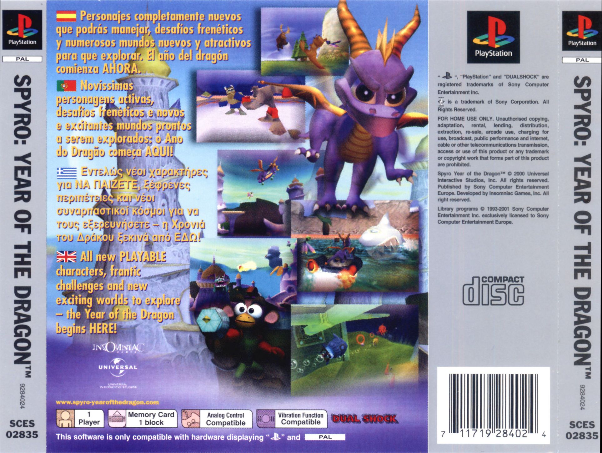 Contraportada · Platinum de Spyro Year of the Dragon · EU