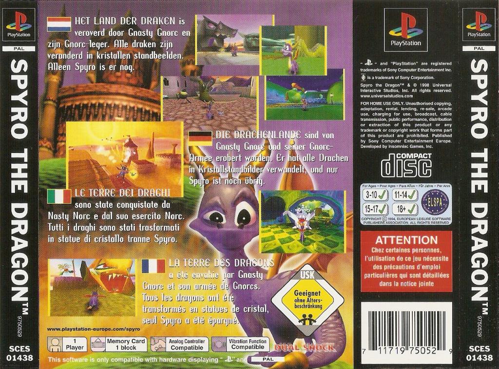 Contraportada de Spyro the Dragon · EU